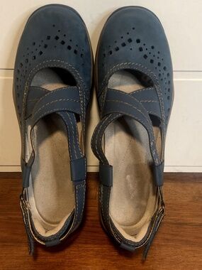 Earth Origins Blue Leather Comfort Shoes Size 9 Mary Jane Casual Walking